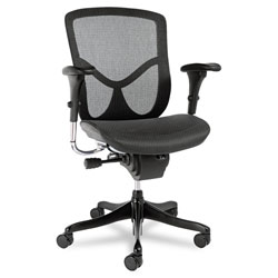 Alera EQ Series Ergonomic Multifunction Mid-Back Mesh Chair, Supports up to 250 lbs., Black Seat/Black Back, Black Base