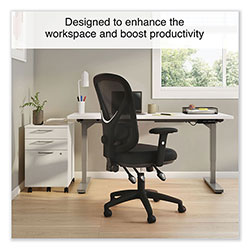 Alera Aeson Series Multifunction Task Chair, Supports Up to 275 lb, 15 in to 18.82 in Seat Height, Black Seat/Back, Black Base
