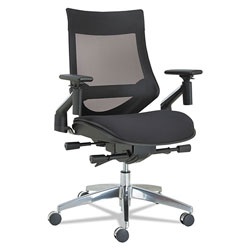 Alera EB-W Series Pivot Arm Multifunction Mesh Chair, Supports up to 275 lbs, Black Seat/Black Back, Aluminum Base (ALEEBW4213)