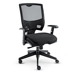 Alera Epoch Series Fabric Mesh Multifunction Chair, Supports up to 275 lbs, Black Seat/Black Back, Black Base