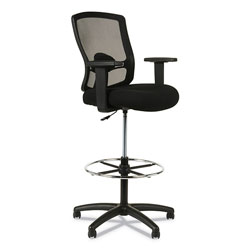 Alera Etros Series Mesh Stool, 36.13 in Seat Height, Supports up to 275 lbs, Black Seat/Black Back, Black Base