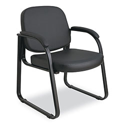 Alera Genaro Series Faux Leather Half-Back Sled Base Guest Chair, 25 in x 24.80 in x 33.66 in, Black Seat, Black Back, Black Base