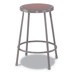 Alera Industrial Metal Shop Stool, 30 in Seat Height, Supports up to 300 lbs., Brown Seat/Gray Back, Gray Base