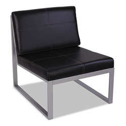 Alera Ispara Series Armless Chair, 26.38 in x 31.13 in x 30 in, Black Seat/Black Back, Silver Base