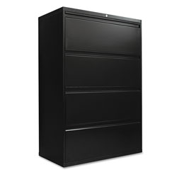 Alera Lateral File, 4 Legal/Letter-Size File Drawers, Black, 36 in x 18 in x 52.5 in