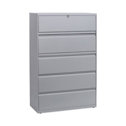 Alera Lateral File, 5 Legal/Letter/A4/A5-Size File Drawers, 1 Roll-Out Posting Shelf, Light Gray, 42 in x 18 in x 64.25 in