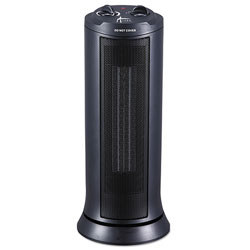 Alera Mini Tower Ceramic Heater, 7 3/8 inw x 7 3/8 ind x 17 3/8 inh, Black