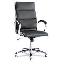 Alera Neratoli High-Back Slim Profile Chair, Supports up to 275 lbs, Black Seat/Black Back, Chrome Base (ALENR4119)