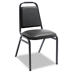 Alera Padded Steel Stacking Chair, Black Seat/Black Back, Black Base, 4/Carton