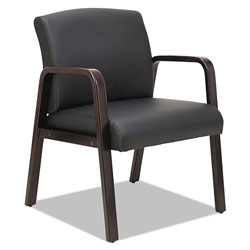Alera Reception Lounge WL Series Guest Chair, 24.21'' x 26.14'' x 32.67'', Black Seat/Black Back, Espresso Base