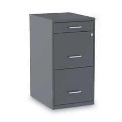 Alera Soho Vertical File Cabinet, 3 Drawers: Pencil/File/File, Letter, Charcoal, 14 in x 18 in x 26.9 in