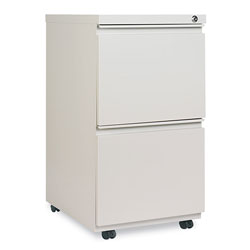 Alera Two-Drawer Metal Pedestal File with Full-Length Pull, 14.96w x 19.29d x 27.75h, Light Gray