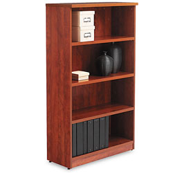 Alera Valencia Series Bookcase, Four-Shelf, 31 3/4w x 14d x 54 7/8h, Medium Cherry