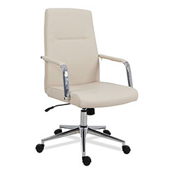 Alera Workspace by Alera Leather Task Chair, Supports Up to 275 lb, 18.19 in to 21.93 in Seat Height, White Seat, White Back