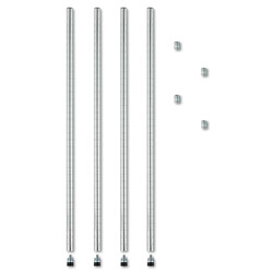 Alera Stackable Posts For Wire Shelving, 36 in High, Silver, 4/Pack