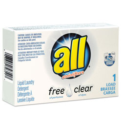 All Free Clear HE Liquid Laundry Detergent, Unscented, 1.6 oz Vend-Box, 100/Carton