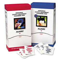 Allegro Respirator Cleaning Pads, 5 x 7, White, 100/Box