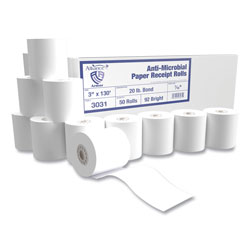 Alliance Armor Antimicrobial Receipt Roll Paper, 3 in x 130 ft, White, 50/Carton
