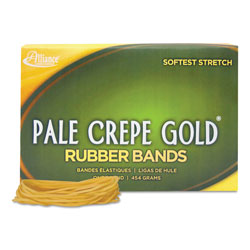 Alliance Rubber Pale Crepe Gold Rubber Bands, Size 19, 0.04 in Gauge, Crepe, 1 lb Box, 1,890/Box