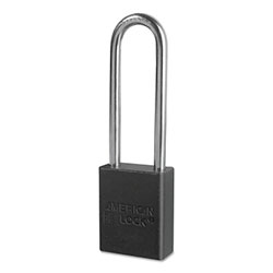American Lock Solid Aluminum Padlocks, 1/4 in Diam., 3 in L X 3/4 in W, Black