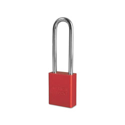 American Lock Solid Aluminum Padlocks, 1/4 in Dia, 3 in L X 3/4 in W, Red