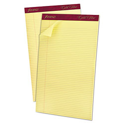 Ampad Gold Fibre Writing Pads, Narrow Rule, 8.5 x 14, Canary, 50 Sheets, Dozen