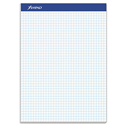 Ampad Quad Double Sheet Pad, 4 sq/in Quadrille Rule, 8.5 x 11.75, White, 100 Sheets