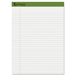 Ampad Earthwise by Ampad Recycled Writing Pad, Wide/Legal Rule, Politex Sand Headband, 40 White 8.5 x 11.75 Sheets, 4/Pack