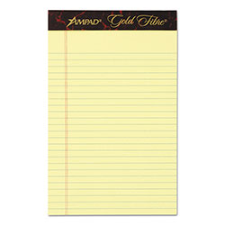 Ampad Gold Fibre Quality Writing Pads, Medium/College Rule, 50 Canary-Yellow 5 x 8 Sheets, Dozen (AMP20004)