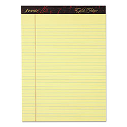 Ampad Gold Fibre Writing Pads, Wide/Legal Rule, 50 Canary-Yellow 8.5 x 11.75 Sheets, 4/Pack