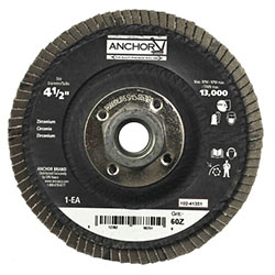 Anchor Abrasive Flap Disc, 4-1/2 in, 60 Grit, 7/8 in Arbor, 12,000 rpm
