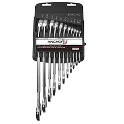 Anchor Combination Wrench Set, 11 Piece, 12 Points, SAE