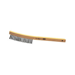 Anchor Hand Scratch Brush, 4 x 18 Rows, 0.012 in Steel Fill, Curved Handle