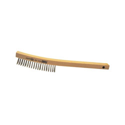 Anchor Hand Scratch Brush, 4 x 18 Rows, 0.012 in Stainless Steel Fill, Curved Handle