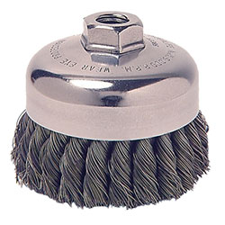 Anchor Heavy-Duty Knot-Style Cup Brushes, 4 in Dia., 0.025 in Carbon Steel Wire, Bulk