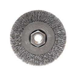 Anchor Light Duty Crimped Wheel Brushes, 4 D x 1/2 W, 0.014 Carbon Steel, 5/8 in - 11 UNC