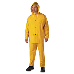 Anchor 3-Pc Rainsuit, Jacket/Hood/Overalls, 0.35 mm, PVC Over Polyester, Yellow, 2X-Large
