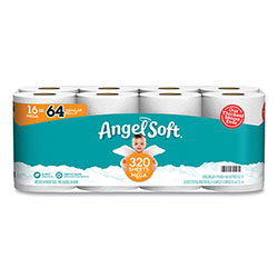 Angel Soft Mega Toilet Paper, Septic Safe, 2-Ply, White, 320 Sheets/Roll, 16 Rolls/Pack