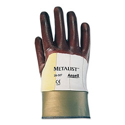 Ansell ActivArmr® 28-507 Coated Gloves, Nitrile Coated, Size 8, Brown