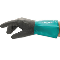 Ansell AlphaTec® 58-530B/58-535B Gloves, 8, Grey/Teal, 12 in Cuff, 58-530B