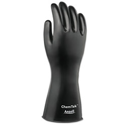 Ansell ChemTek Protective Gloves, Size 9, Black