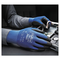 Ansell Hyflex® 11-618 Polyurethane Palm Coated Gloves, Size 9, Black/Dark Blue