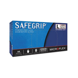 Ansell SafeGrip® SG-375 Examination Gloves, Large, Natural Rubber Latex, Blue
