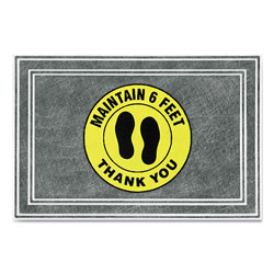 Apache Mills® Message Floor Mats, 24 x 36, Charcoal/Yellow,  inMaintain 6 Feet Thank You in