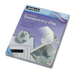 Apollo B/W Laser Transparency Film, Letter, Clear, 50/Box
