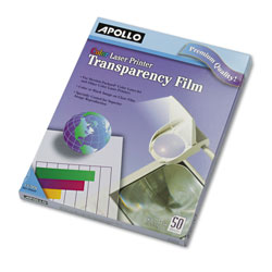 Apollo Color Laser Transparency Film, Letter, Clear, 50/Box