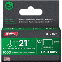 Arrow Fastener JT21® Type Staples, 5/16 in, Steel, 1,000 PK