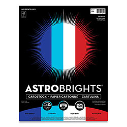 Astrobrights Color Cardstock -  inPatriotic in Assortment, 65 lb Cover Weight, 8.5 x 11, Assorted Patriotic Colors, 100/Pack