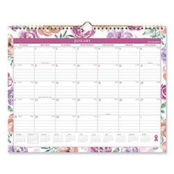At-A-Glance Badge Floral Wall Calendar, Floral Artwork, 15 x 12, White/Multicolor Sheets, 12-Month (Jan to Dec): 2024