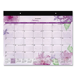At-A-Glance Beautiful Day Desk Pad Calendar, Floral Artwork, 21.75 x 17, Assorted Color Sheets, Black Binding, 12-Month (Jan-Dec): 2024